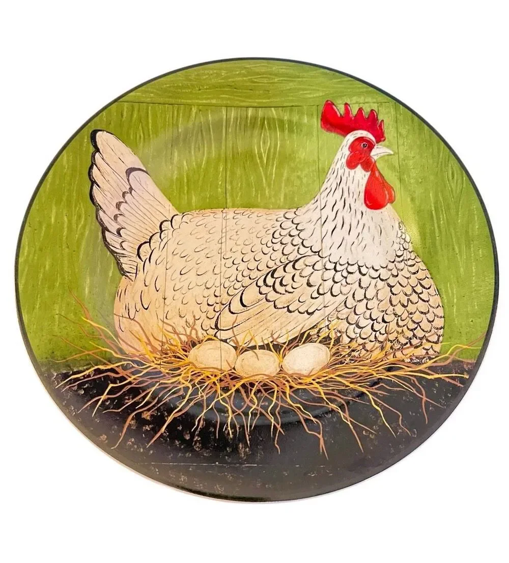 Vintage Warren Kimble Sakura Henny Penny Salad Plates Set of 2 Chicken Hen Folky